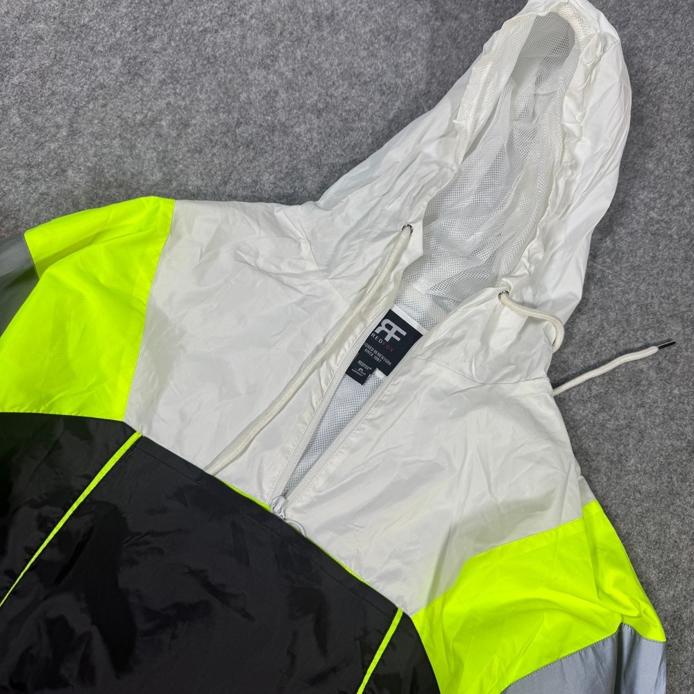 Redfox Neon Colorblock Cropped Windbreaker Jacket Reflective White Black Small